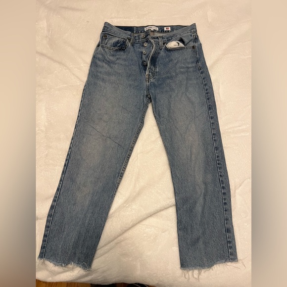 Re/Done Women’s Original Straight High-Rise Leg Cropped Blue Jeans Size 28 - Picture 5 of 8